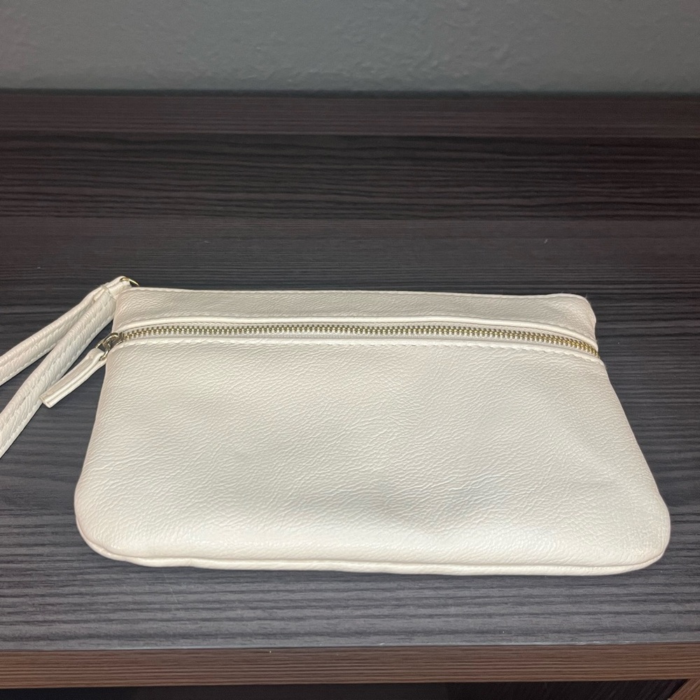 Cream Wristlet Clutch